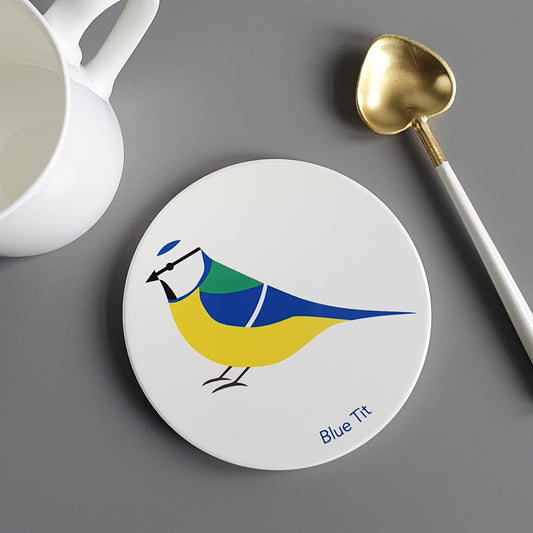 Blue Tit ceramic coaster