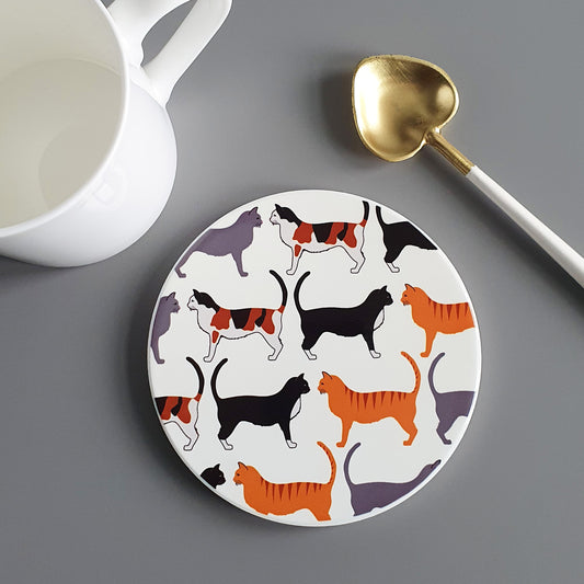 Cats ceramic coaster