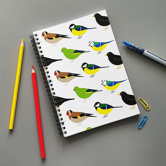 Garden Birds A5 wire bound notebook