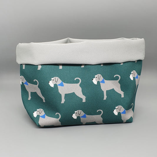 Schnauzer fabric storage basket with grey lining